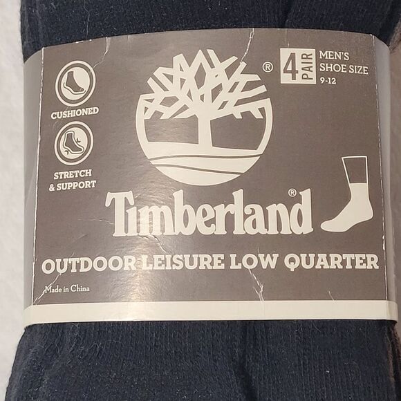 Timberland Outdoor Leisure Low Quarter Socks 4 Pack Mens OSFM Shoe 9-12 New OOS - Picture 7 of 8